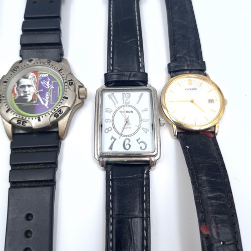 595 - A collection of five wristwatches together with associated straps, one rotary example.