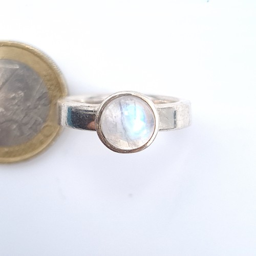 601 - An Irish silver moonstone ring, size P, weight 7.15 grams,boxed.