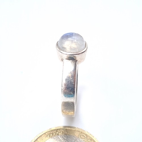 601 - An Irish silver moonstone ring, size P, weight 7.15 grams,boxed.