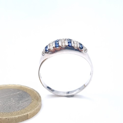 632 - Star Lot : A super pretty 18K diamond and sapphire ring, size Q, weight 2.78 grams, ring comes with ... 