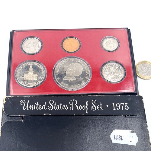 631 - A united states six coin proof set, c.1975, comes with explanatory information document.