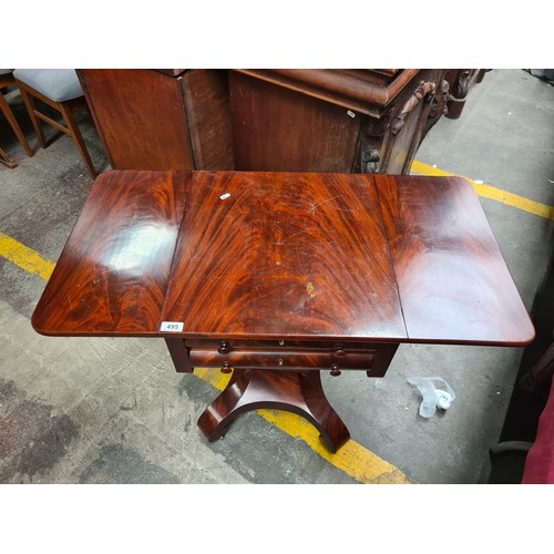 495 - Star Lot : A beautiful antique dropleaf writing table with two drawers with writing slope to the fir... 