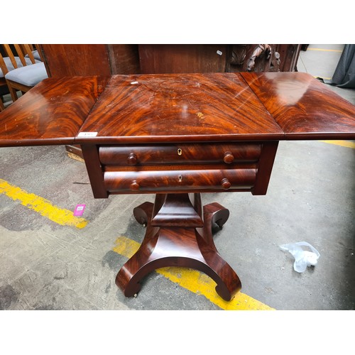 495 - Star Lot : A beautiful antique dropleaf writing table with two drawers with writing slope to the fir... 