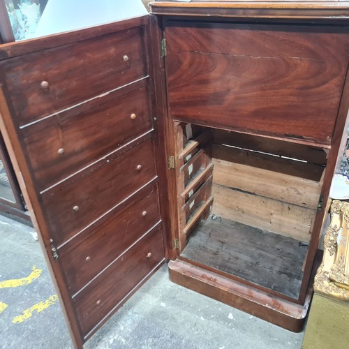 784 - Star lot : A stunning Victorian tall walnut writing desk with five drummy drawers to front, opening ... 