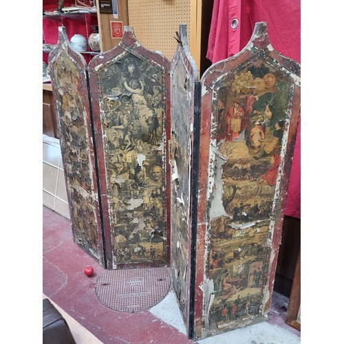 651 - Star Lot : A magnificent pair of antique Victorian room dividers / screens, featuring wonderful deco... 