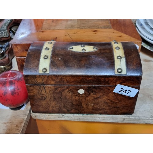 247 - A fabulous antique 19th century Rosewood storage chest featuring brass studded detail to top.