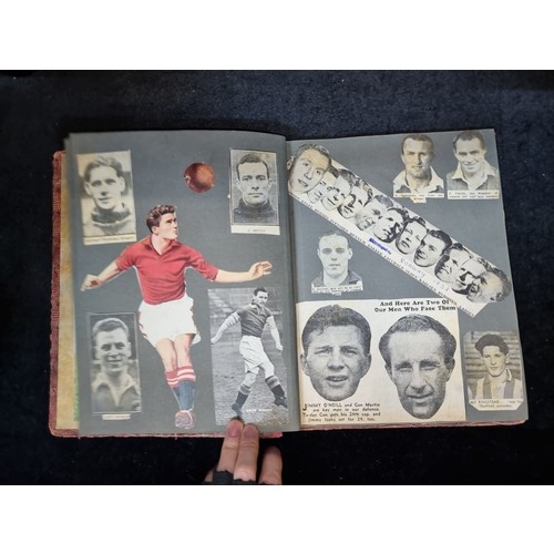 250 - A fabulous antique scrap book containing newspaper cuttings all on football including player profile... 