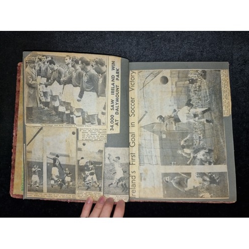 250 - A fabulous antique scrap book containing newspaper cuttings all on football including player profile... 