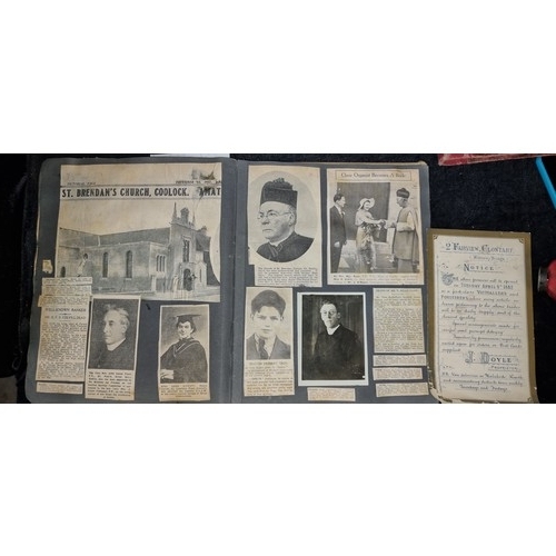 249 - Star Lot :An antique album Full of Irish newspaper cuttings and obituaries and prayer cards from the... 