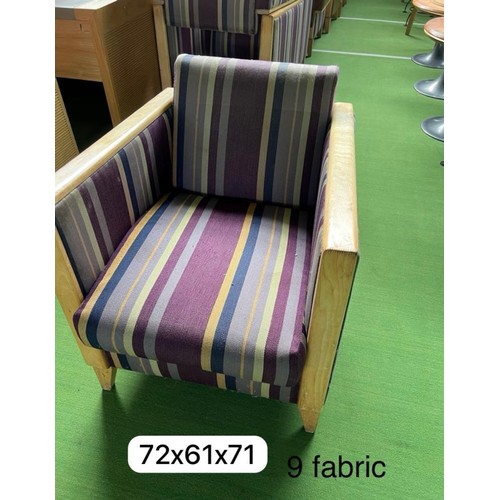 1038 - Four (4) Striped fabric commercial quality armchairs. In good order  If purchased they must be colle... 