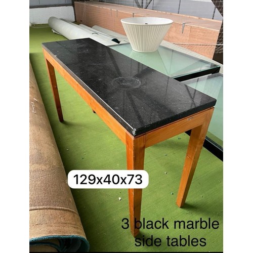 1087 - A handsome black Marble console tables with red mahogany bases. (we have 3 available, selling them i... 