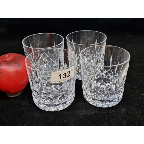 132 - A wonderful set of 4 Waterford Crystal whiskey glasses in the Lismore pattern. In good condition wit... 