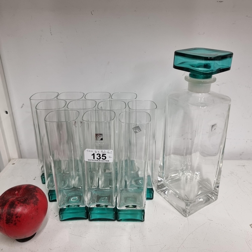 135 - Star lot : A stunning set of Mid century Italian Light & Music crystal cocktail glasses and decanter... 