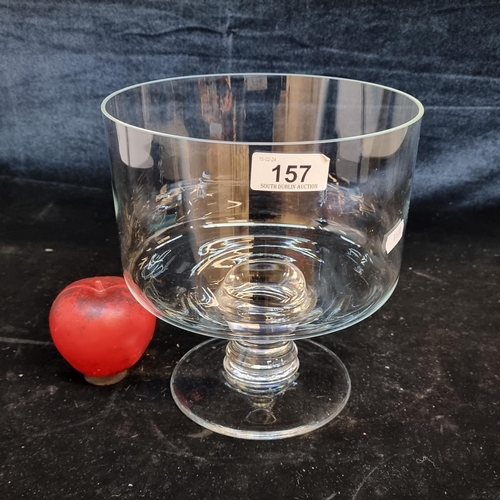 157 - A large vintage hand blown elegant footed dessert / fruit bowl. Pontil mark to base In good conditio... 