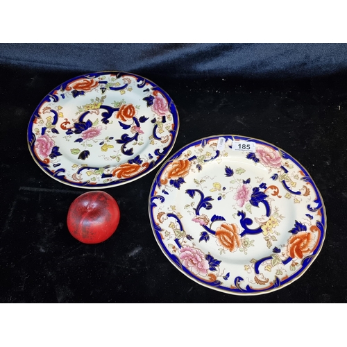 185 - Two beautiful large serving plates by Masons Ironstone in the Mandalay pattern. In VGC.