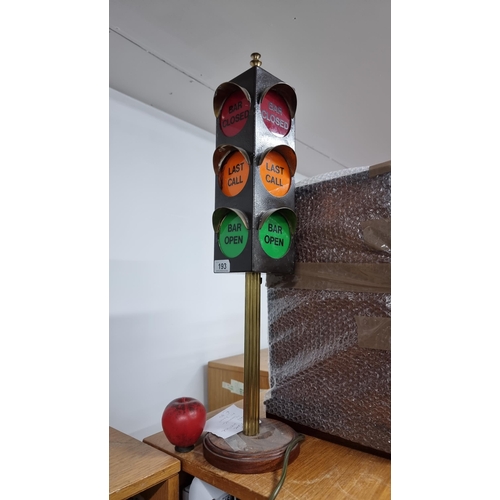 193 - Star Lot : A magnificent bar lamp in the form of a traffic light, Open , Last Call and Closed fully ... 