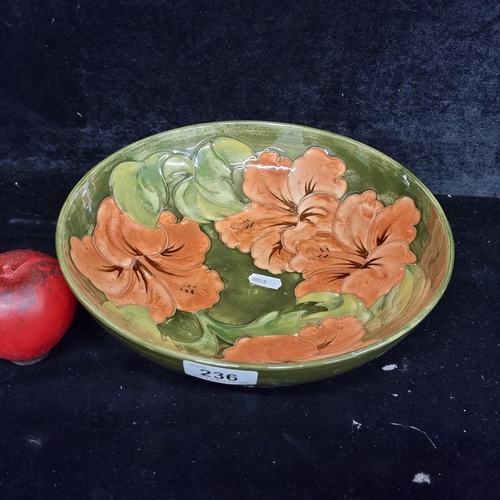 236 - Star Lot : A truly stunning large early 20th century hand painted William Moorcroft fruit bowl in th... 