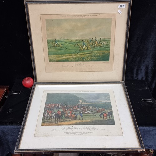 122 - A pair of prints showing hunting scenes, one titled 