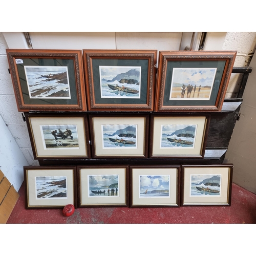 360 - A wonderful set of John Skelton coloured prints, housed in wood and gilt frames behind glass with co... 