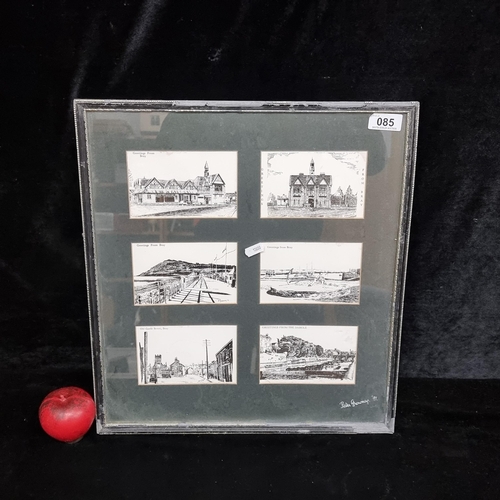 85 - A lovely framed display showing printed images of works by resident Bray artist Peter Growney, showi... 