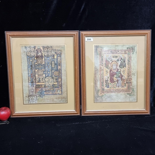 98 - A delightful pair of high quality prints of manuscript illuminations from the Book of Kells. Housed ... 