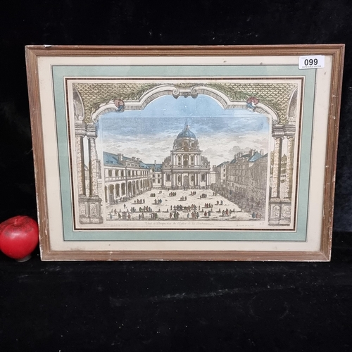 99 - A fabulous antique hand coloured etching showing 