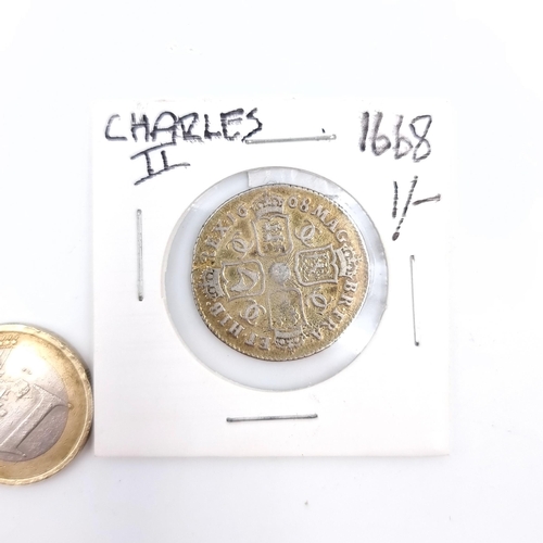 529 - Star Lot : A Charles the II, C.1668 shilling Silver coin in very fine condition for being 356 years ... 