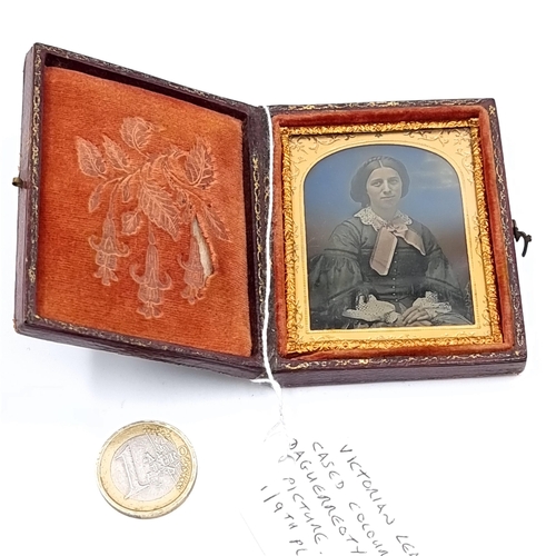 544 - A Victorian leather cased coloured dauguerreotype picture. Item in very good condition.