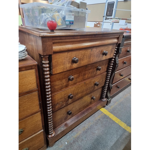 698 - Star Lot : A truly beautiful late 19th century chest with four large pullout drawers and secret draw... 