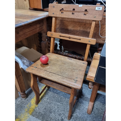 726 - Super Star Lot : An amazing Victorian arts and Crafts  oak library / metamorphic chair featuring pie... 