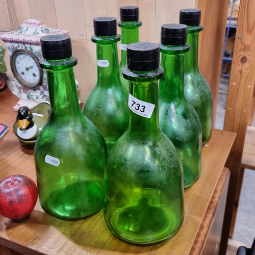 733 - A stunning set of six mid century glass bottles from E. & J. Gallo Winery.
All 1.5ltr These have a g... 