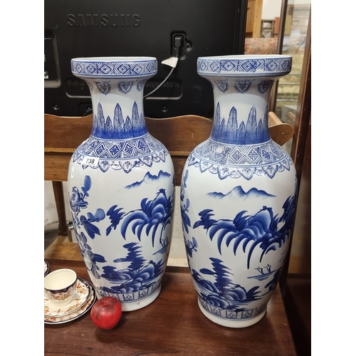 738 - Star Lot : A pair of magnificent very large Chinese vases in the traditional blue and white colour p... 