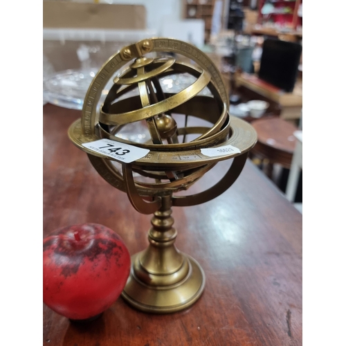 743 - An excellent example of a solid brass Armillary sphere.