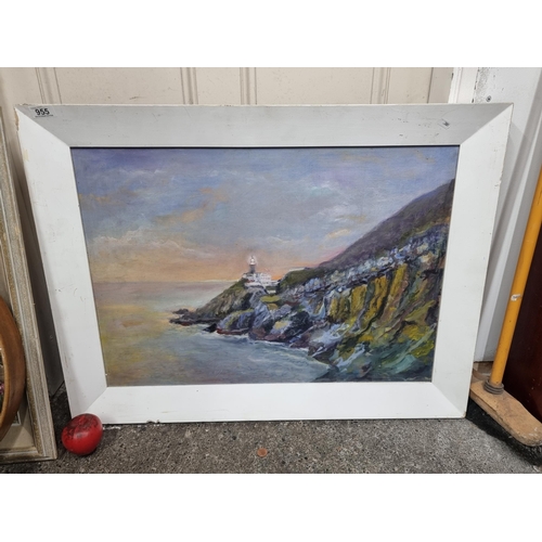 955 - Star Lot: An excellent original oil on canvas painting featuring a view Baily Lighthouse in Howth, s... 