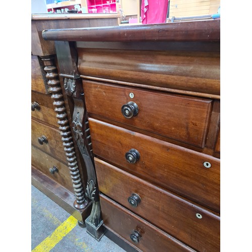 696 - Star Lot : A stunning large Victorian six drawer chest with beautiful floral carved detail to both s... 