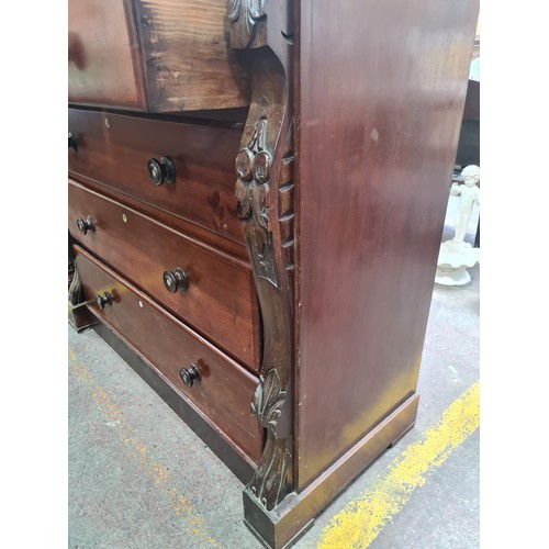 696 - Star Lot : A stunning large Victorian six drawer chest with beautiful floral carved detail to both s... 