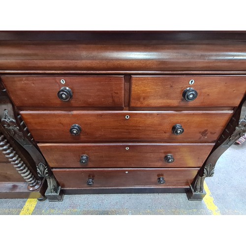 696 - Star Lot : A stunning large Victorian six drawer chest with beautiful floral carved detail to both s... 