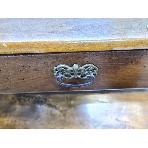 751 - Star Lot : A beautifully made antique Elm  washstand featuring one pullout drawer with brass handle,... 