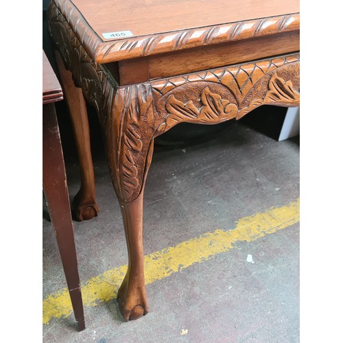 465 - A gorgeous large console table with intricately carved detailing to apron and carved gadrooning, sup... 