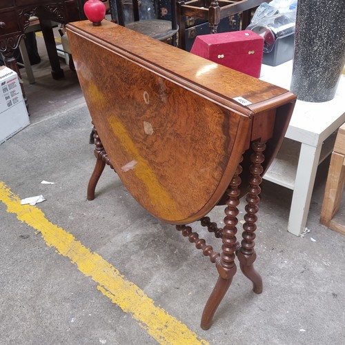 466 - Star Lot : A beautiful 19th century slim line Walnut drop leaf table with lovely off set barley twis... 