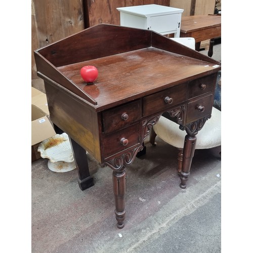 659 - Star Lot : A fabulous Antique Georgian Jamaican mahogany  dresser /wash stand with tall gallery back... 