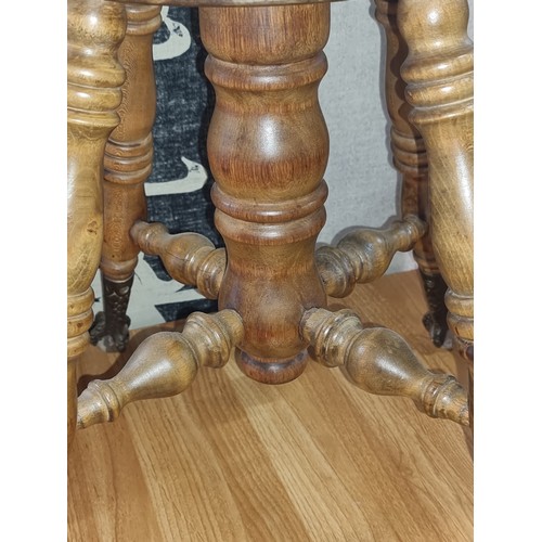 720 - Star Lot : A superb antique Tonk style stool featuring crows talons holding glass ball feet. Present... 