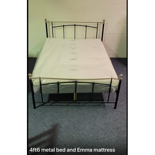 166 - Star Lot : A brand new 4'6 metal bed frame with an as new Emma Mattress. Lovely bed and mattress RRP... 