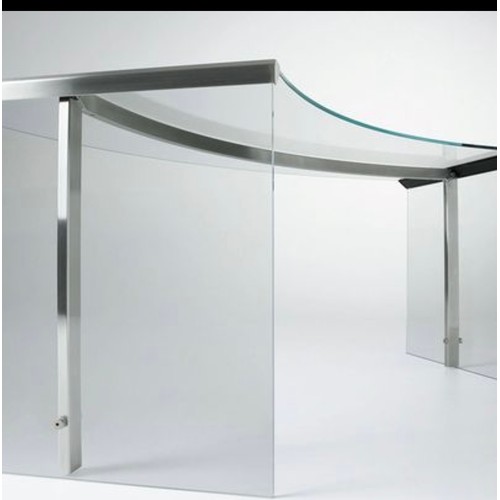 1009 - Star Lot : A fabulous President Curved Glass and metal Gallotti & Radice executive Desk. These are f... 