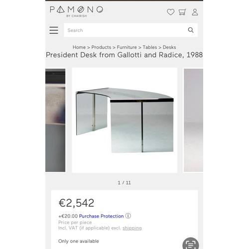 1009 - Star Lot : A fabulous President Curved Glass and metal Gallotti & Radice executive Desk. These are f... 