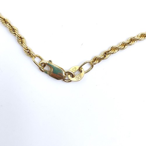 51 - A 9K gold (375) lobster clasp necklace with twist link, length 42cm, weight 1.76 grams.