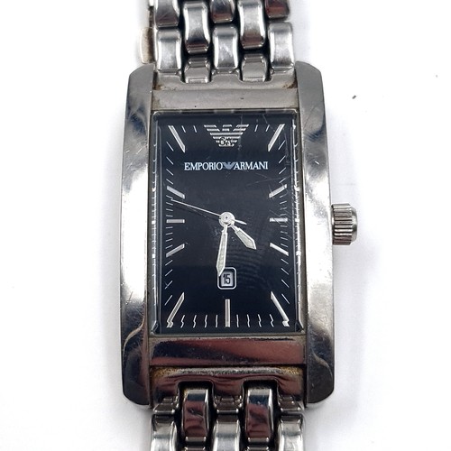 528 - A Seiko wristwatch set with black dial, luminous baton dial, sweep second handand day-date just, wat... 