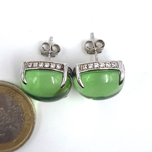 533 - Star lot : A pair of French Designer Tressor Paris sterling silver cabochon stone set stud earrings ... 