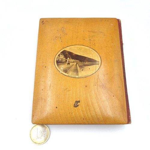 538 - A mauchline ware wooden bound book containing the poems of Robert Burns: with a prefatory notice, bi... 