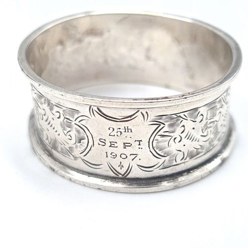 543 - A collection of five sterling silver napkin rings with various hallmarks total weight 89 grams.